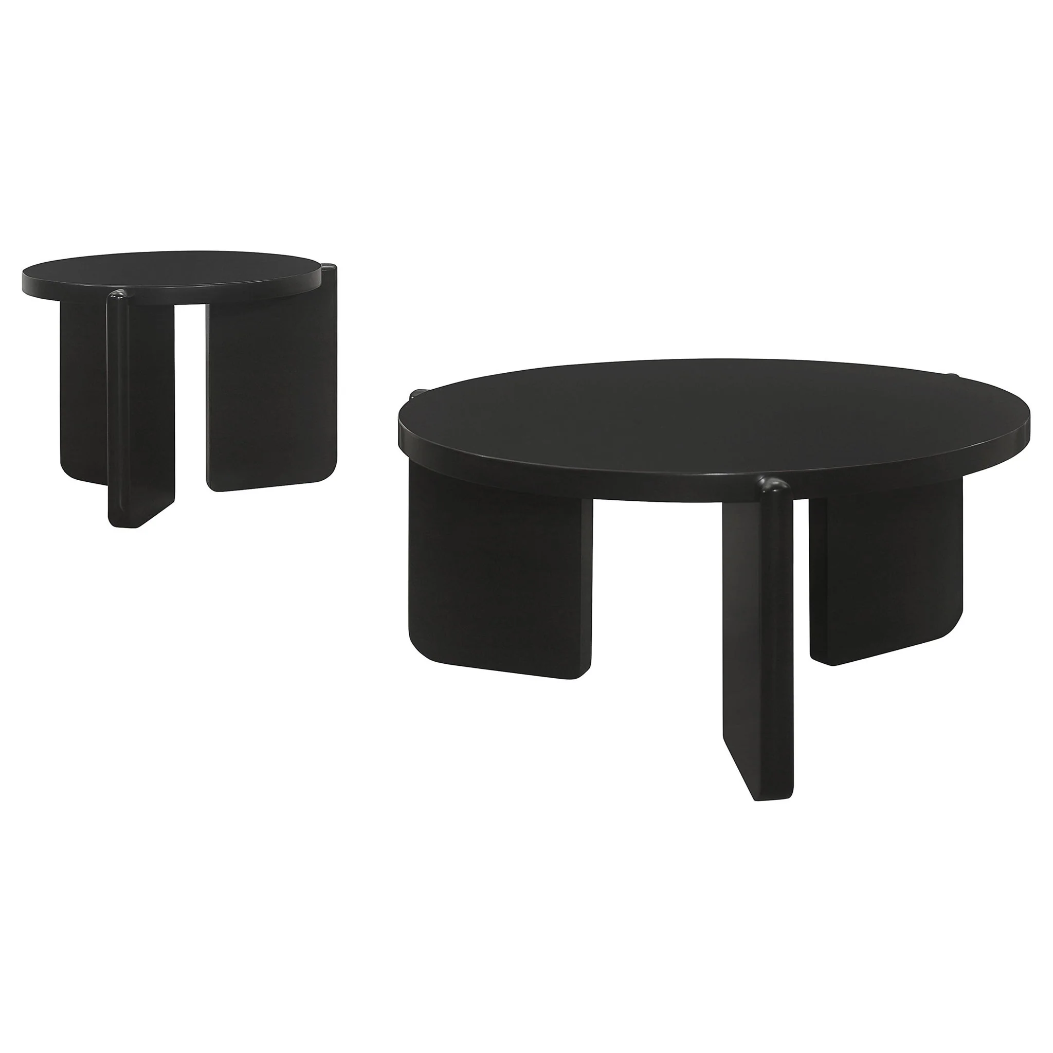 Cordova 2-piece Solid Wood Coffee and End Table Set Black - Image 3
