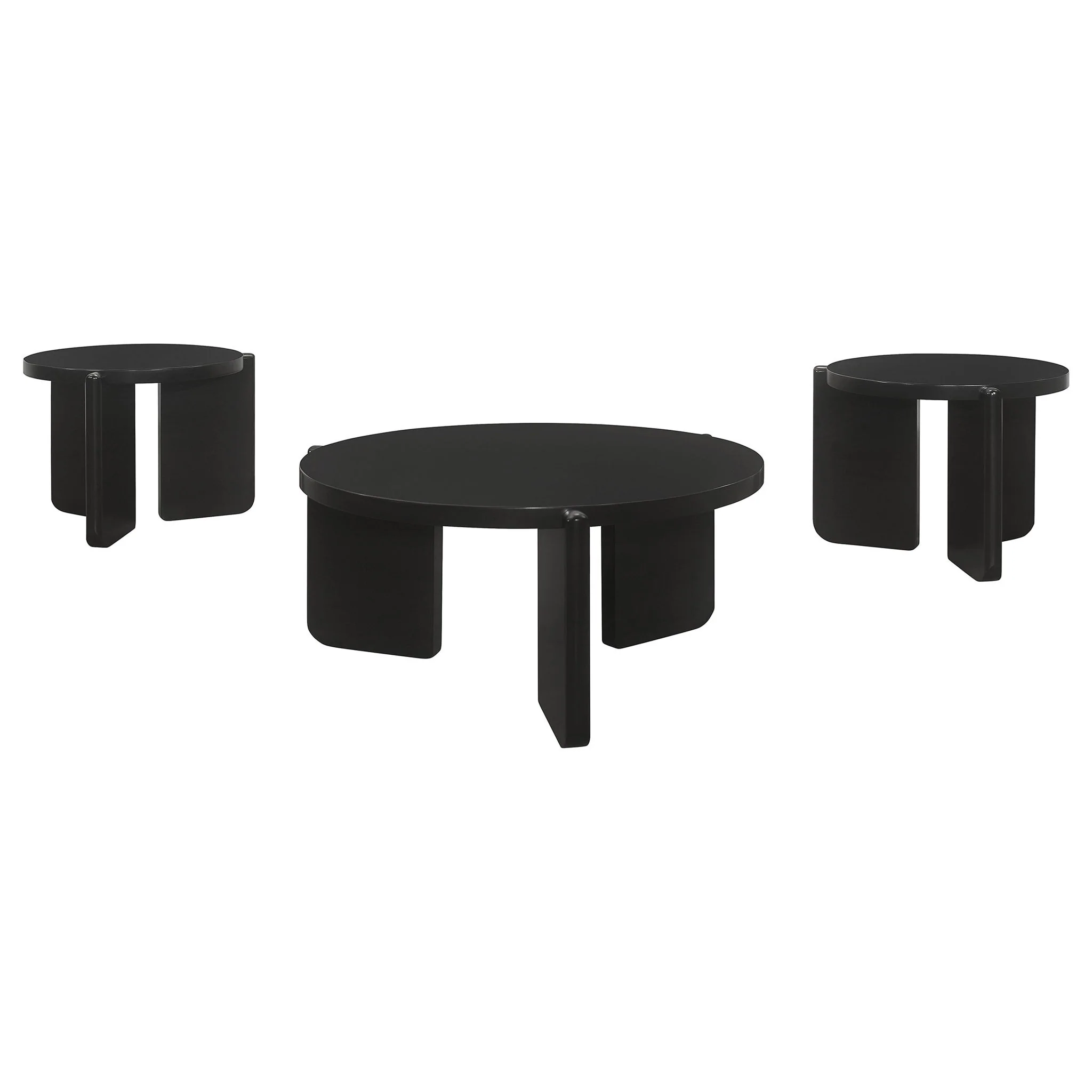 Cordova 3-piece Solid Wood Coffee and End Table Set Black - Image 3