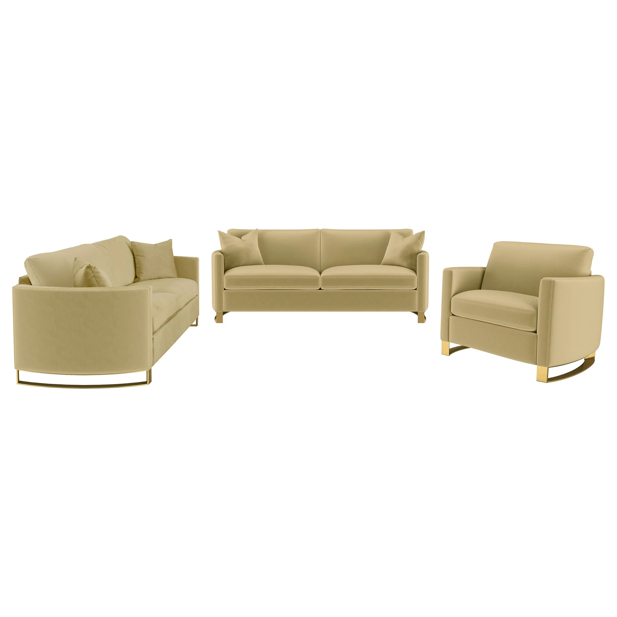 Corliss 3-piece Velvet Upholstered Sofa Set Camel - Image 3