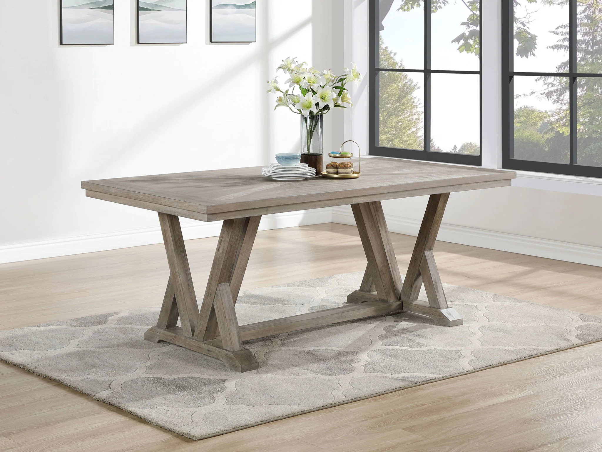 Cornelia Rectangular 82-inch Dining Table Coastal Grey - Image 4