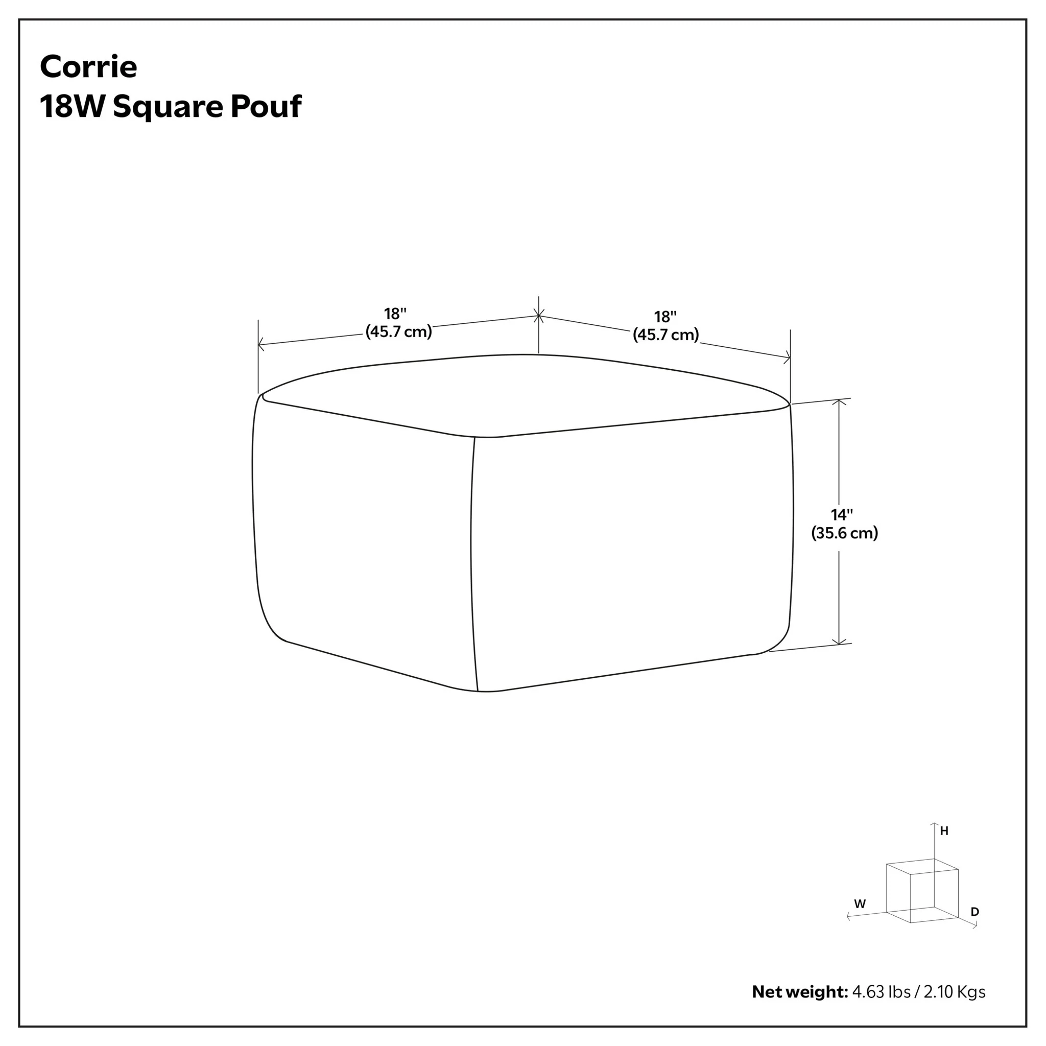 Corrie - Square Outdoor / Indoor Pouf - Navy / White - Image 3