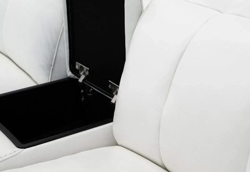 Cosmic White Leather Zero Gravity Power Headrest Reclining 6 PC Modular Sectional with Storage Console and Wireless Charging - Image 6