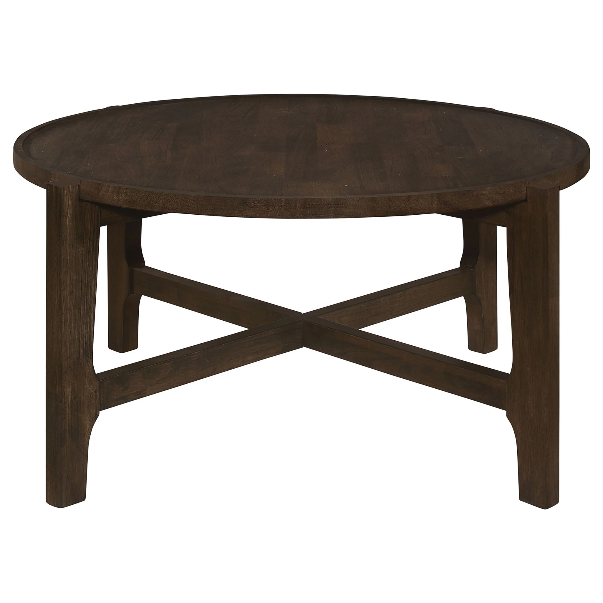 Cota Round Solid Wood Coffee Table Dark Brown - Image 2