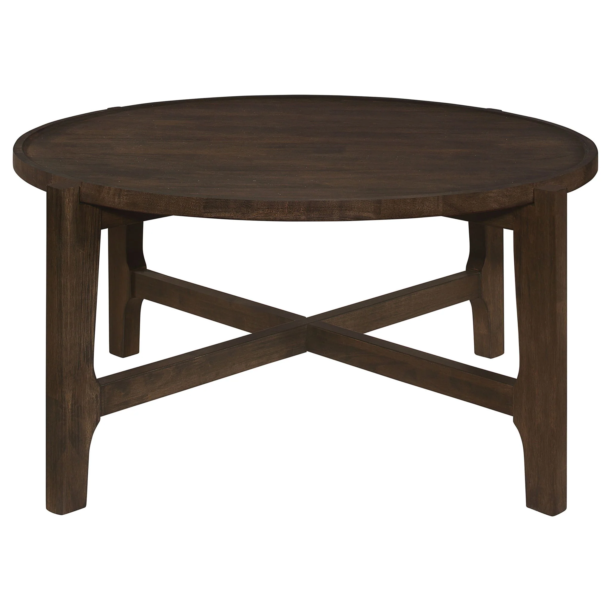 Cota Round Solid Wood Coffee Table Dark Brown - Image 3