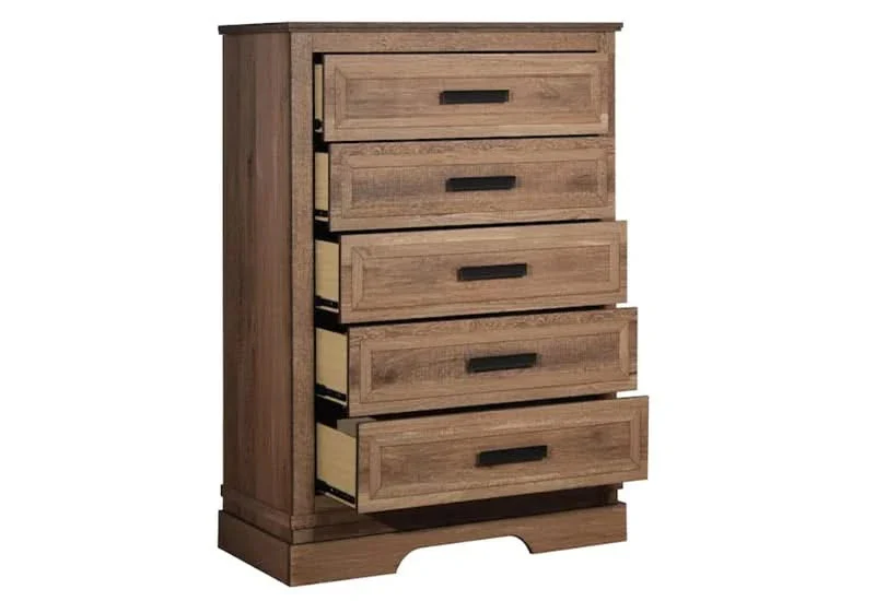 Coventry Hall 5-Drawer Chest in Pecan Wood Finish - Image 3