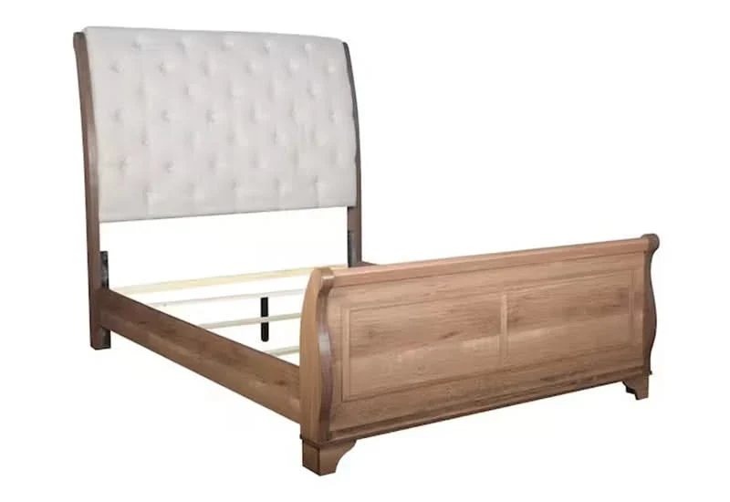 Coventry Hall 5PC Pecan Wood Bedroom Set with Upholstered Sleigh Bed in Queen or King - Image 4