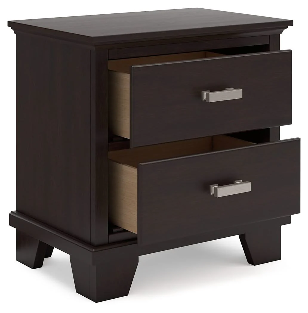 Covetown - Two Drawer Night Stand - Dark Brown - Image 3