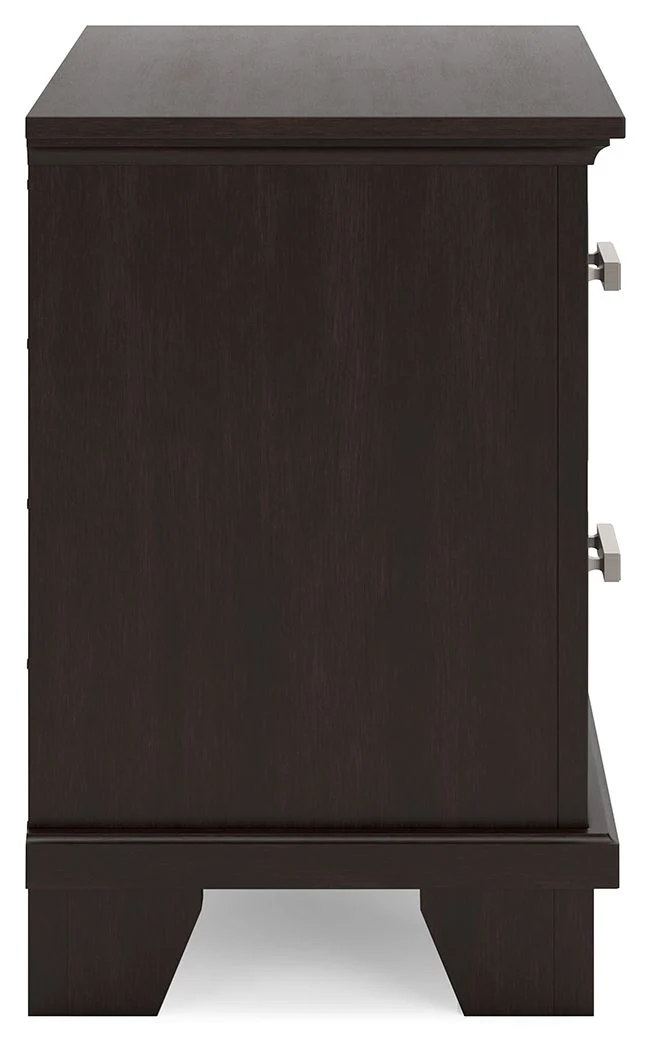 Covetown - Two Drawer Night Stand - Dark Brown - Image 4