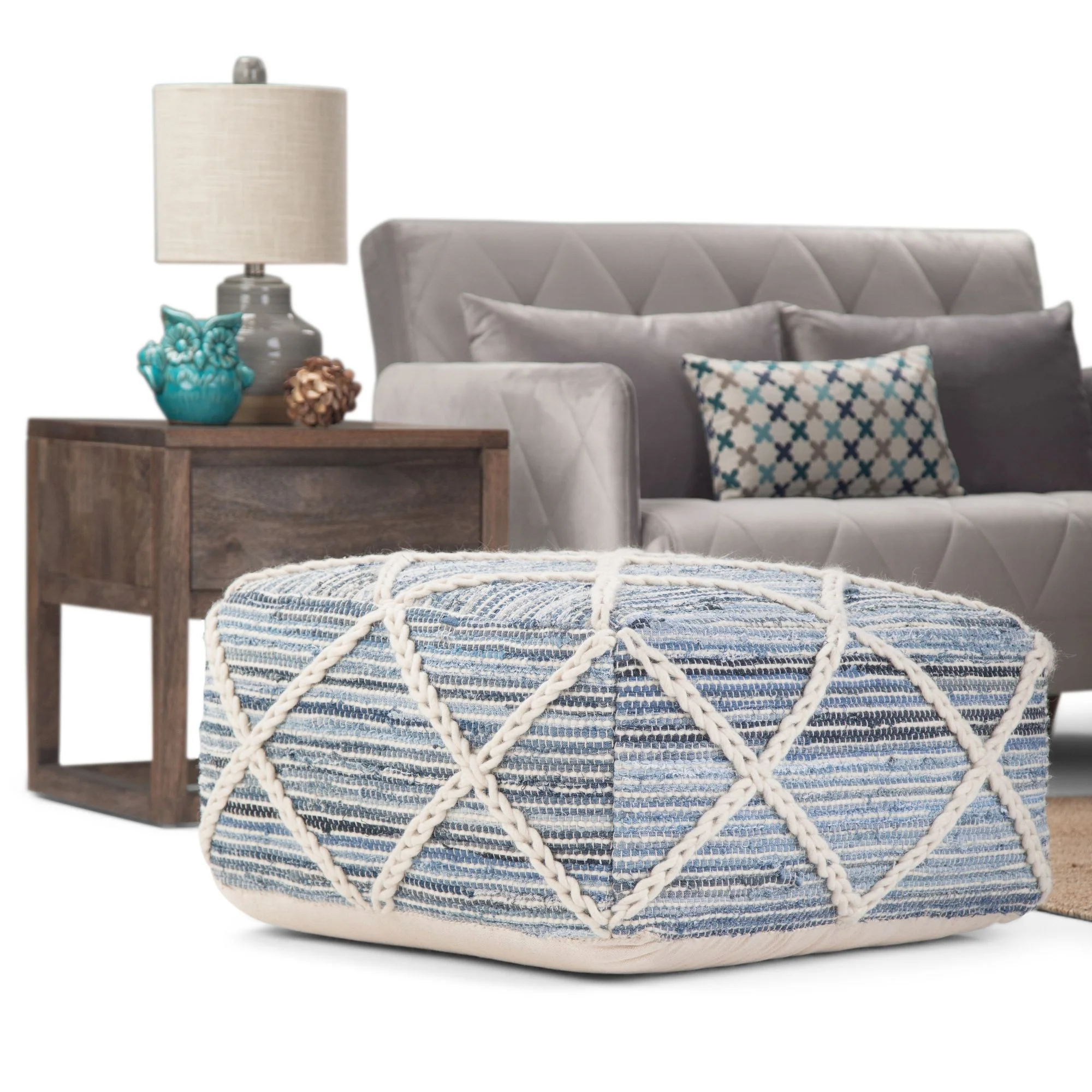 Cowan - Handcrafted Square Pouf - Image 3