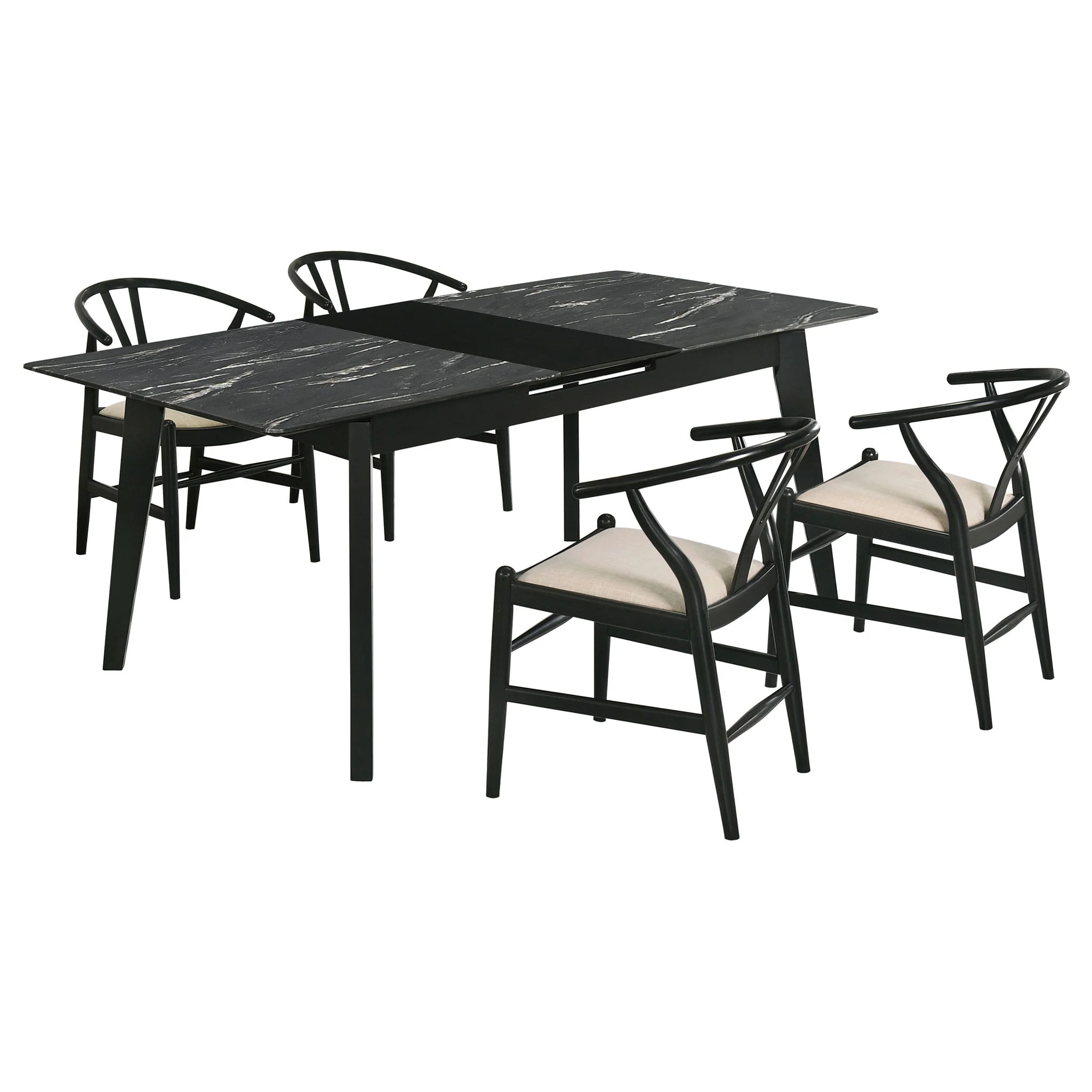 Crestmont 5-piece Extension Leaf Dining Table Set Black - Image 2
