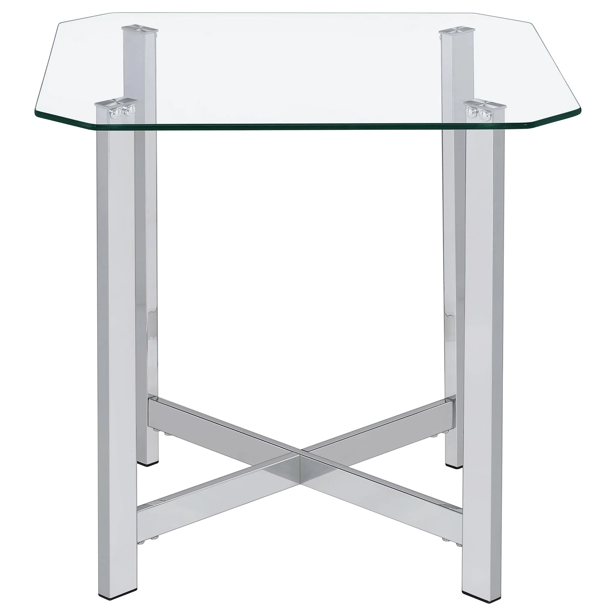 Cronin Square Tempered Glass Top Side End Table Chrome - Image 3