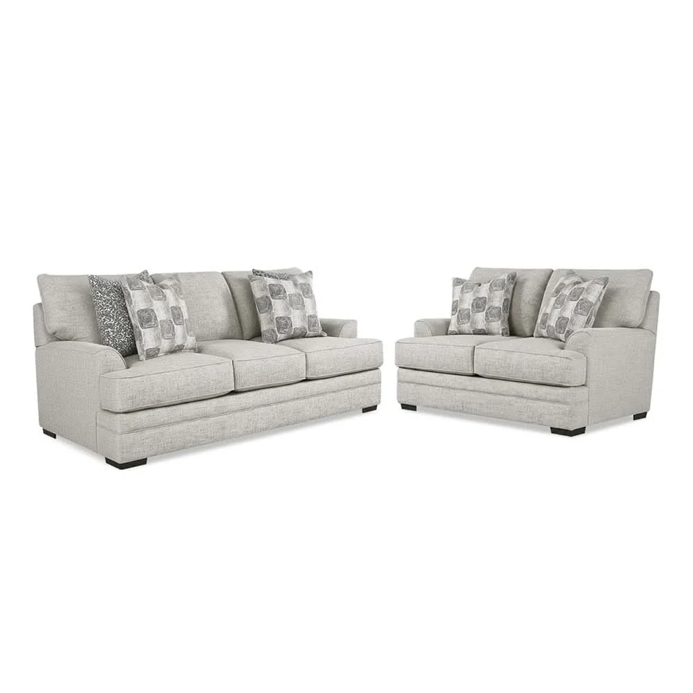 Crosby Dove Contemporary Loveseat with Track Arms and Accent Pillows - Image 6