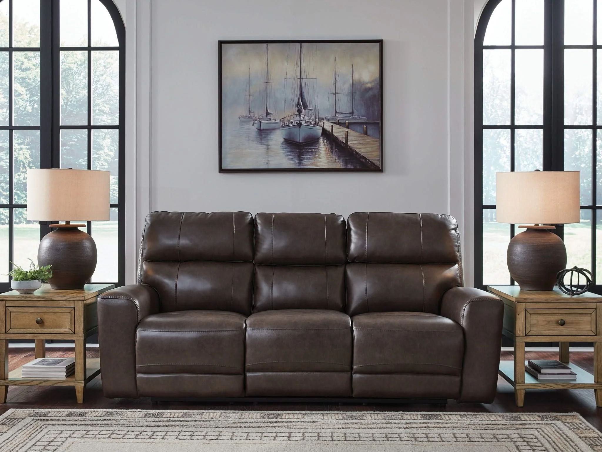 Crossplex - Power Reclining Sofa With Adjustable Headrest - Smoke - Image 3
