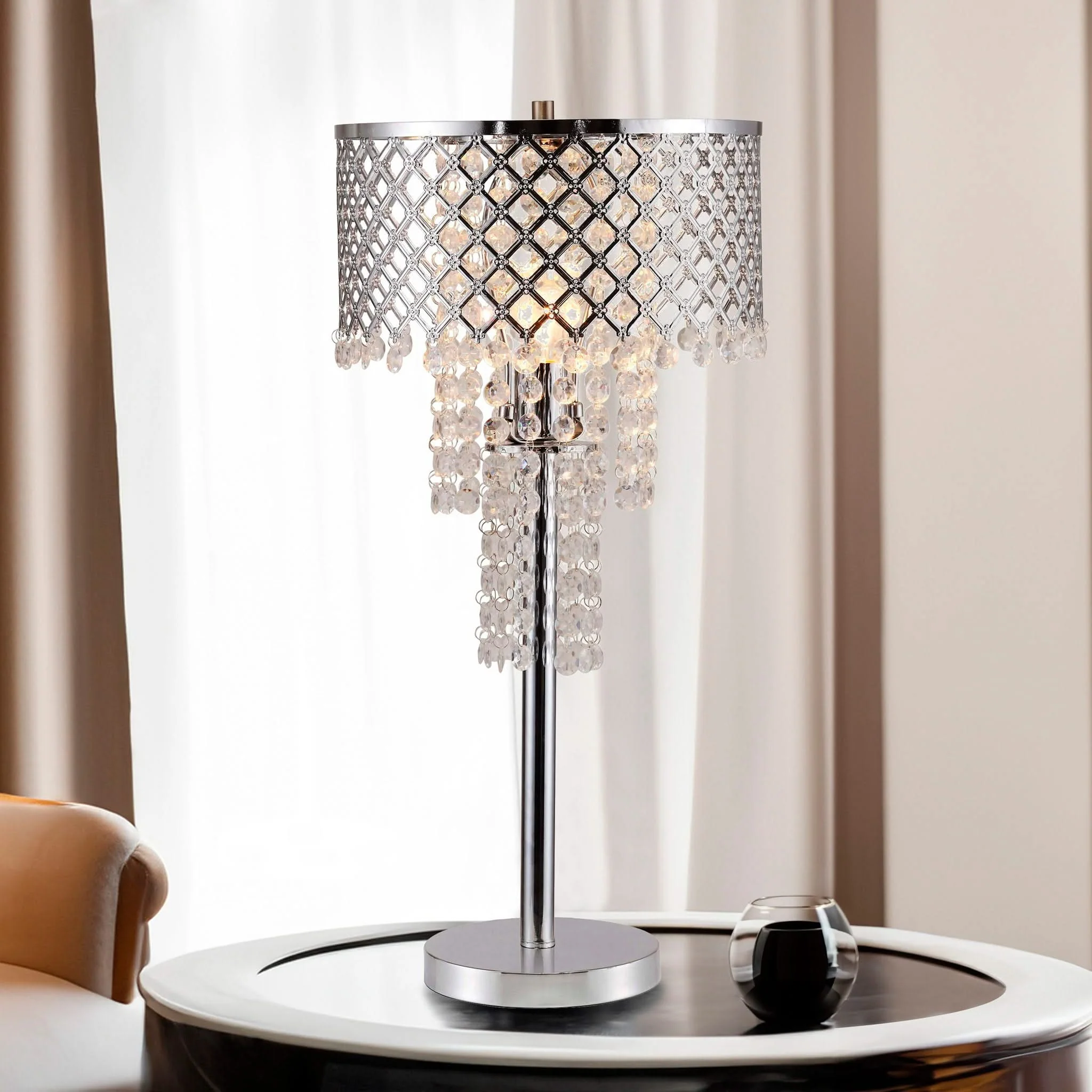 Crystal On Mesh - Table Lamp - Chrome - Image 2