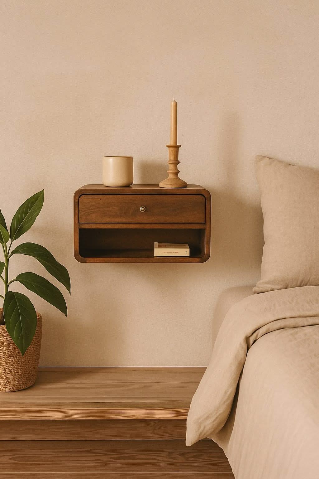 Curve Upper Slot Floating Nightstand