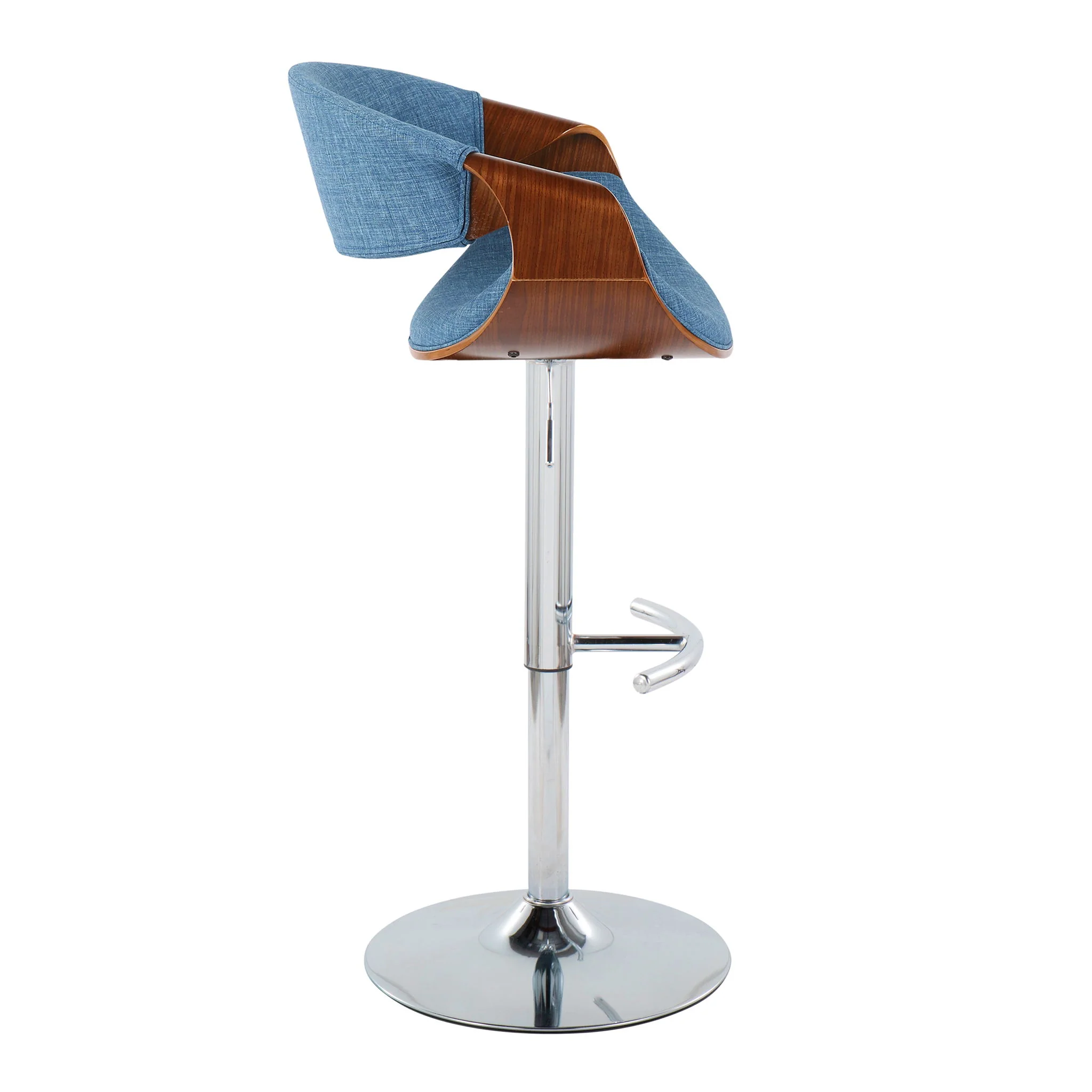 Curvo - Mid Century Modern Adjustable Barstool With Swivel With Rounded T Footrest (Set of 2) - Image 13