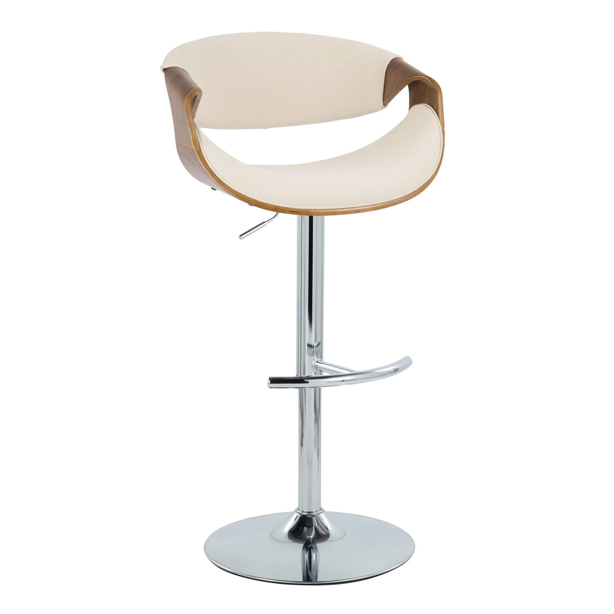 Curvo - Mid Century Modern Adjustable Barstool With Swivel With Rounded T Footrest (Set of 2) - Image 18