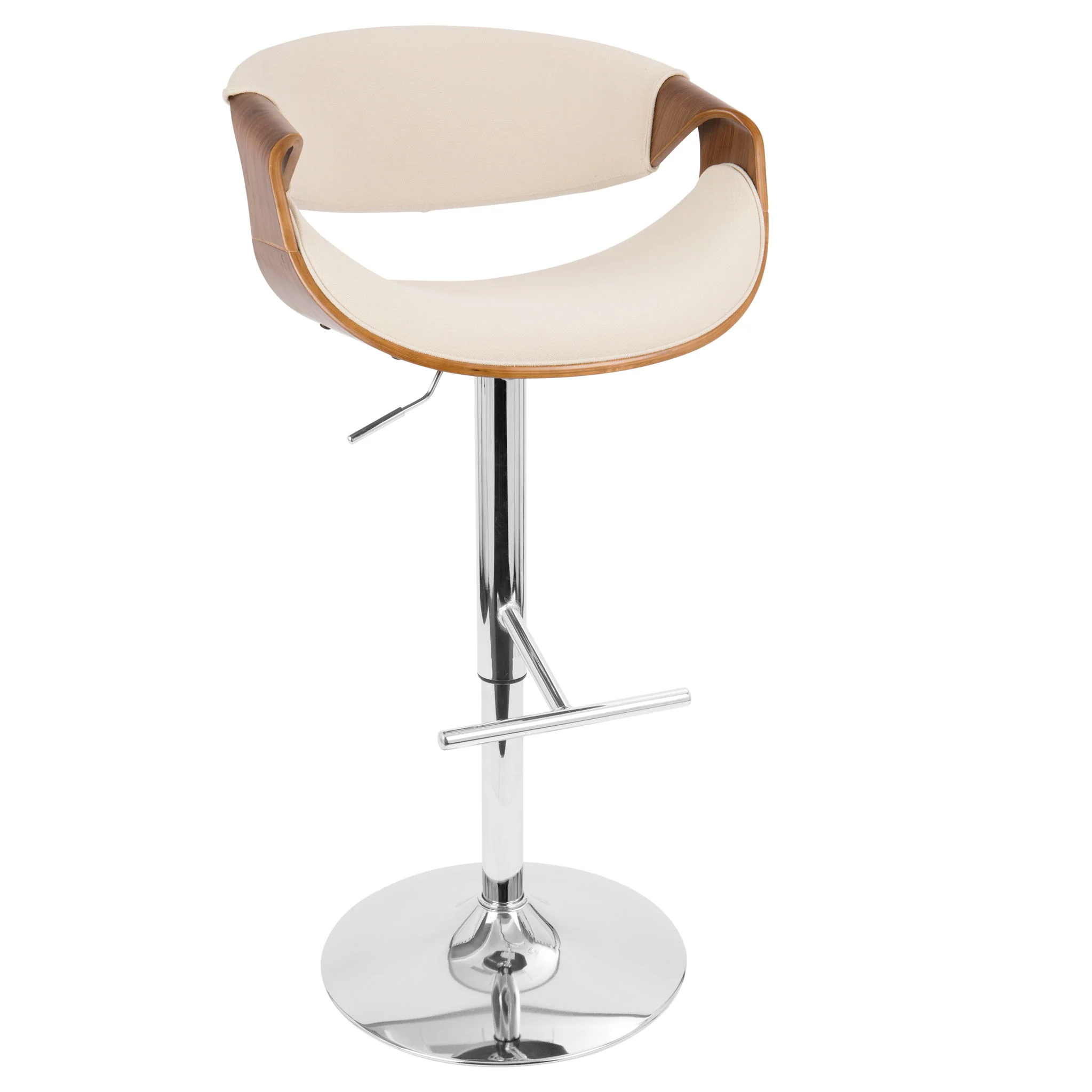Curvo - Mid Century Modern Adjustable Barstool With Swivel With Straight T Footrest - Image 10