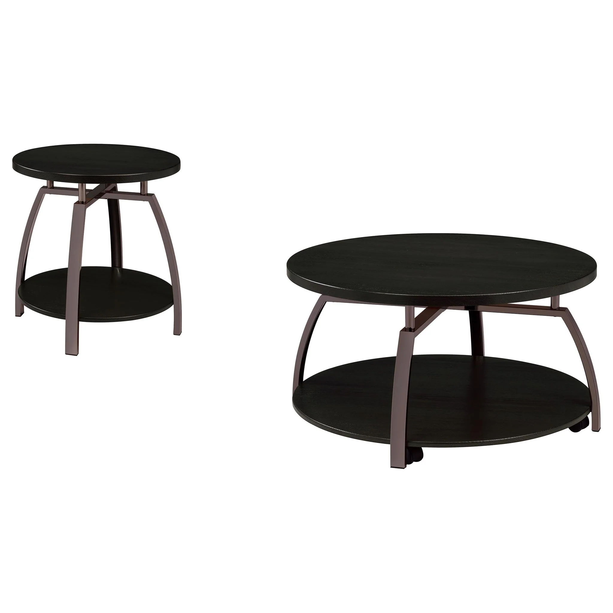 Dacre 2-piece Round Coffee and End Table Set Dark Charcoal - Image 3