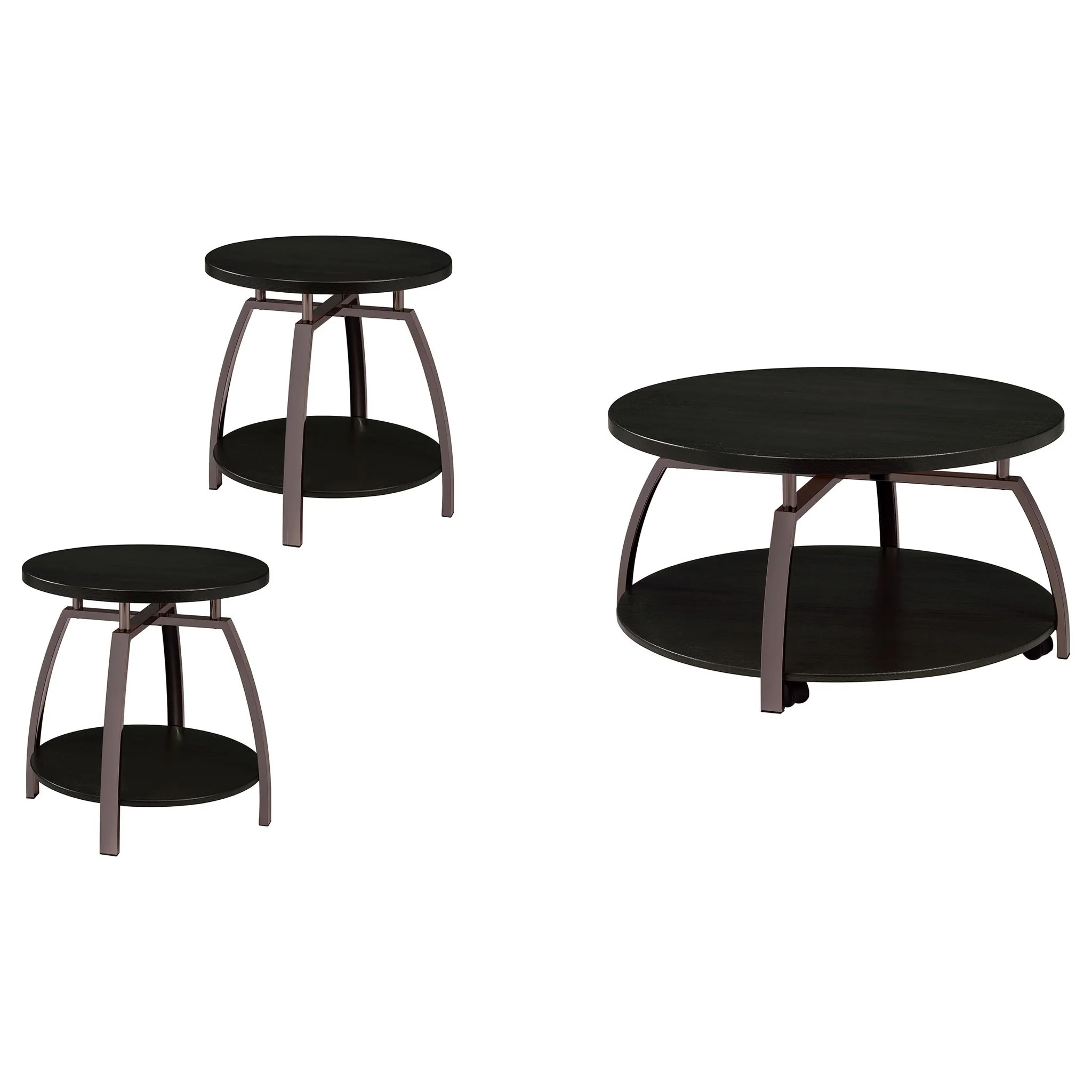 Dacre 3-piece Round Coffee and End Table Set Dark Charcoal - Image 3