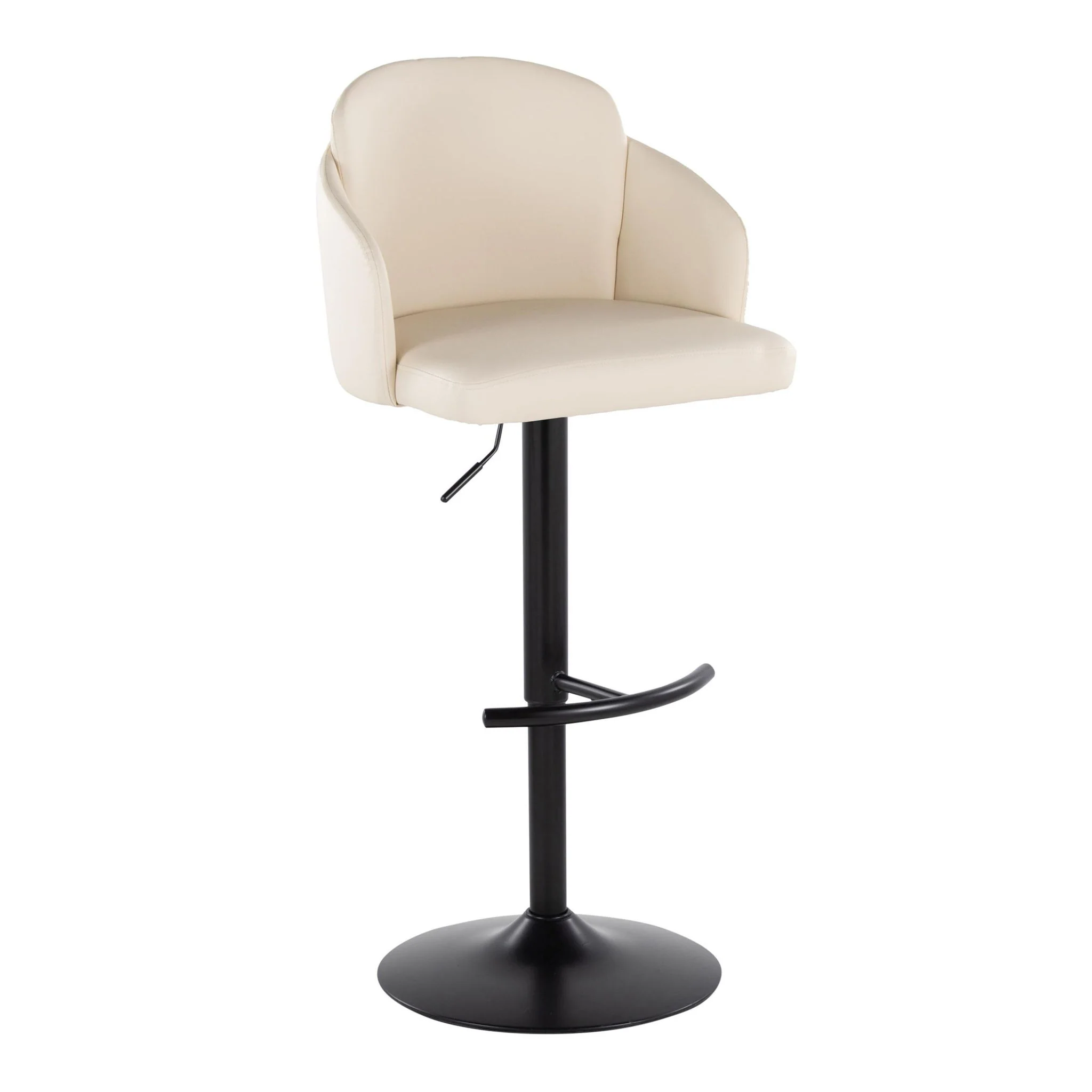 Dahlia - Contemporary Adjustable Barstool With Swivel With Rounded T Footrest (Set of 2) - Image 3