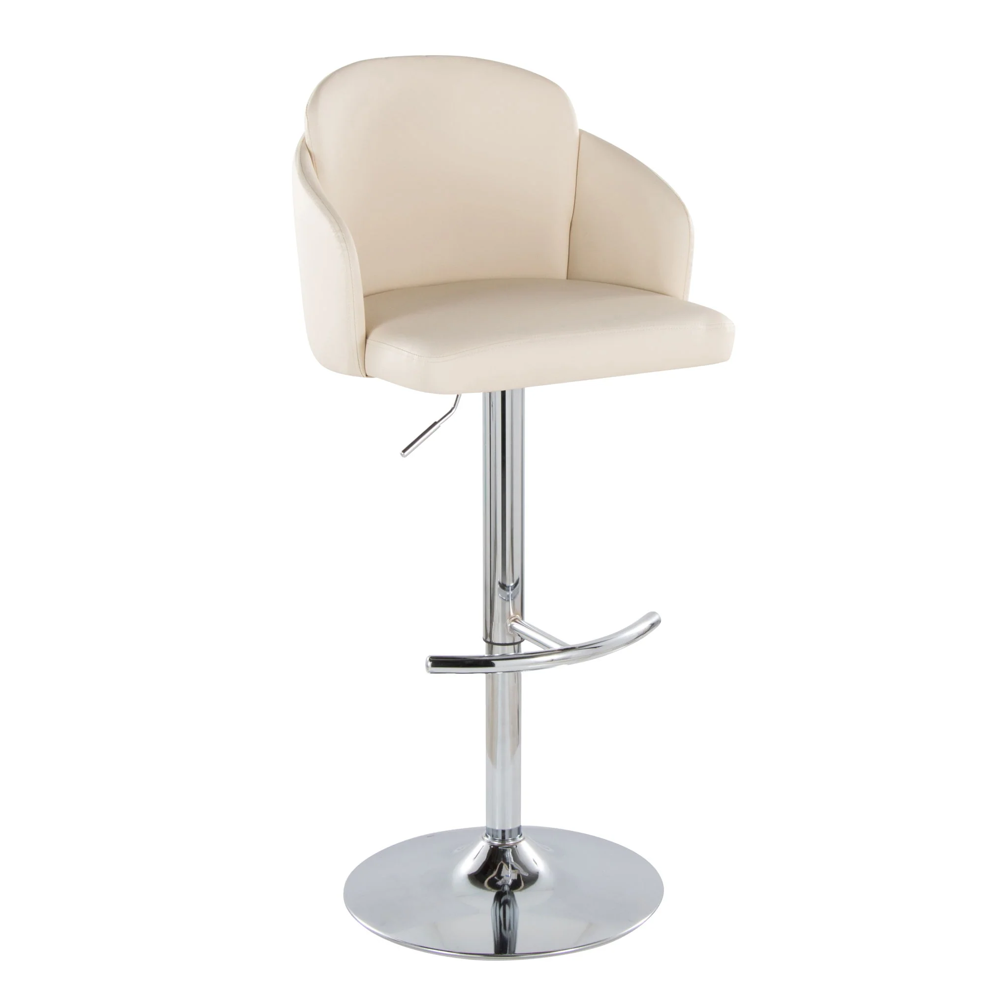Dahlia - Contemporary Adjustable Barstool With Swivel With Rounded T Footrest (Set of 2) - Image 7
