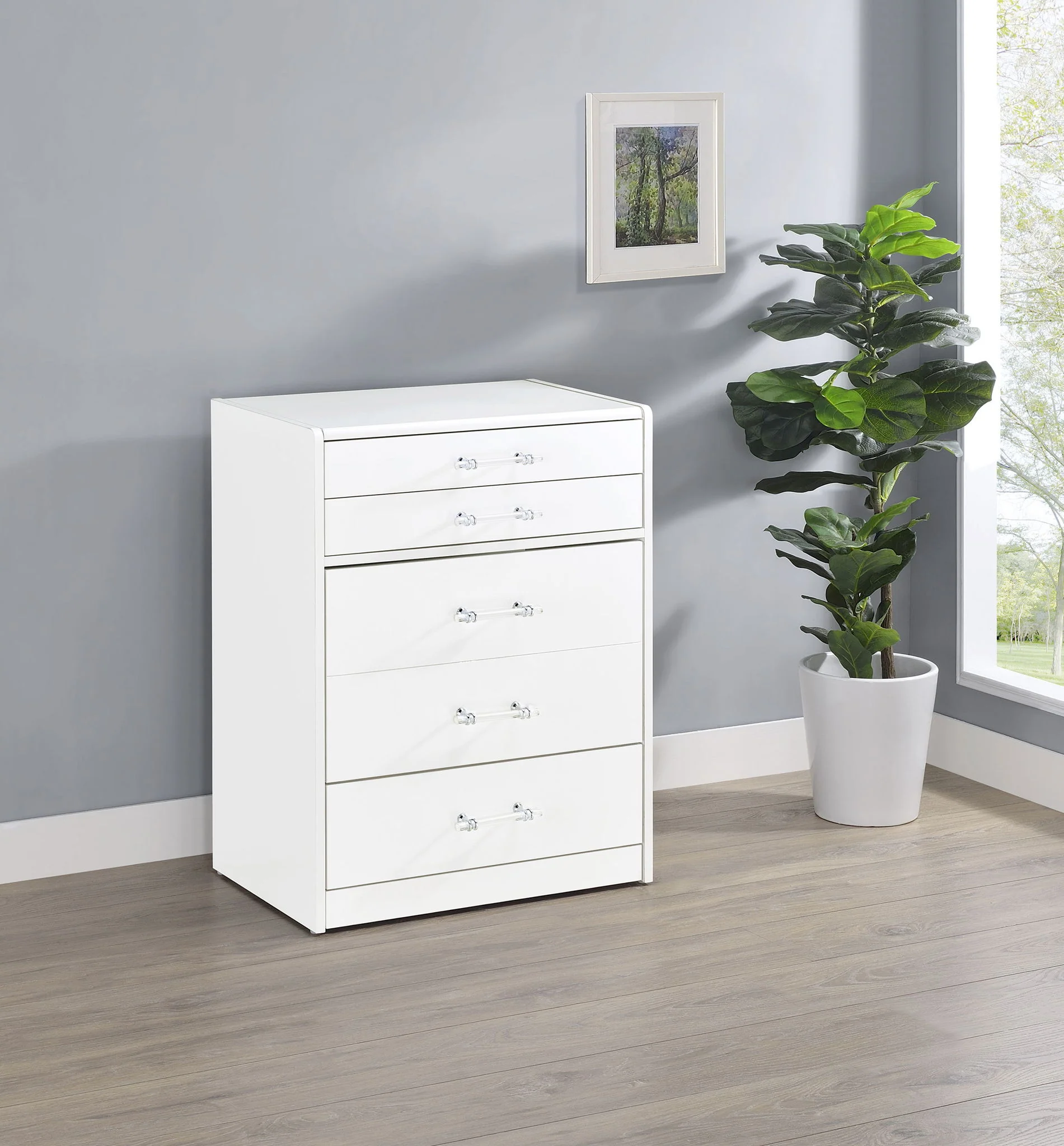 Danbury 3-drawer Makeup Vanity & Stool Set White High Gloss - Image 4