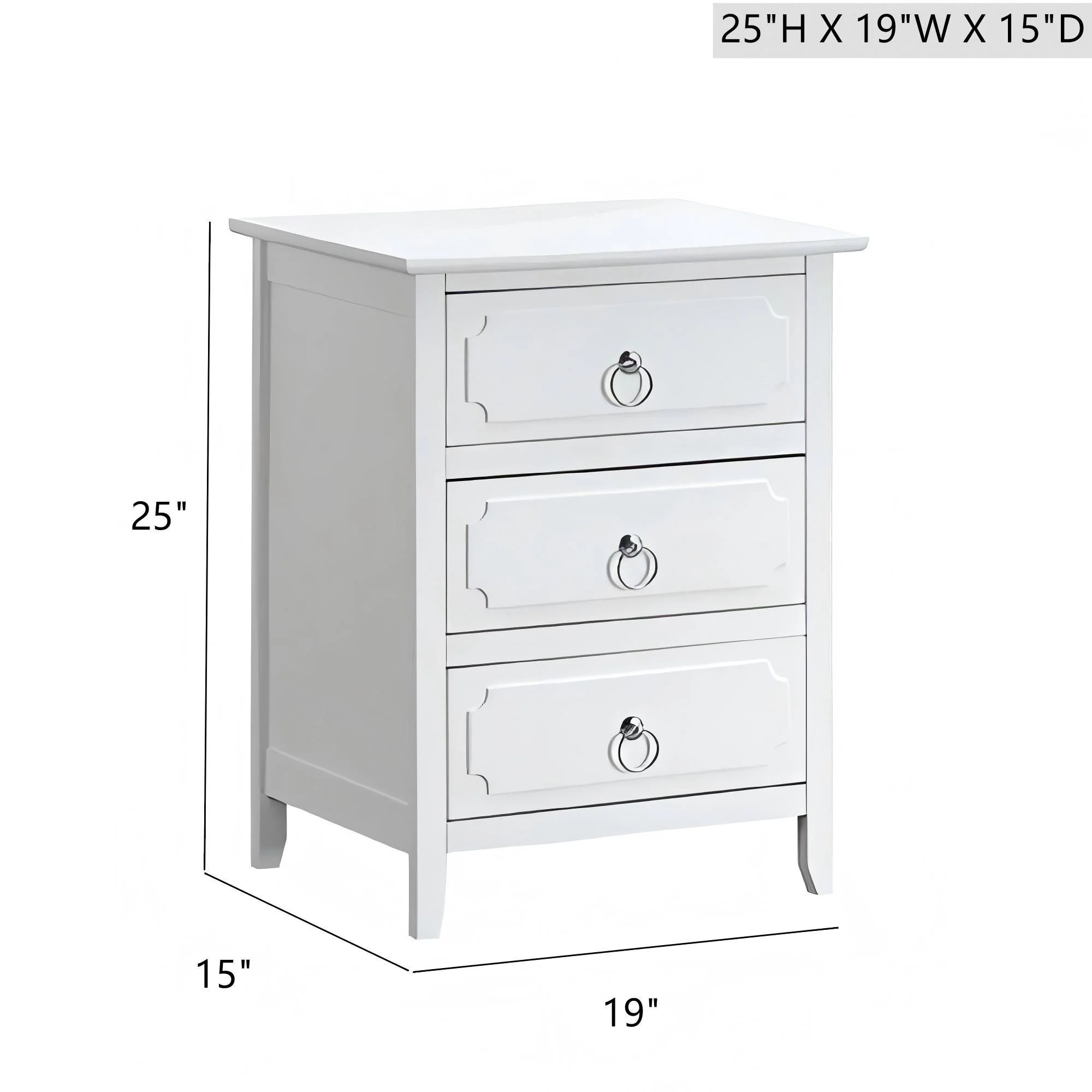 Daniel - 3 Drawer Nightstand - White - Image 4
