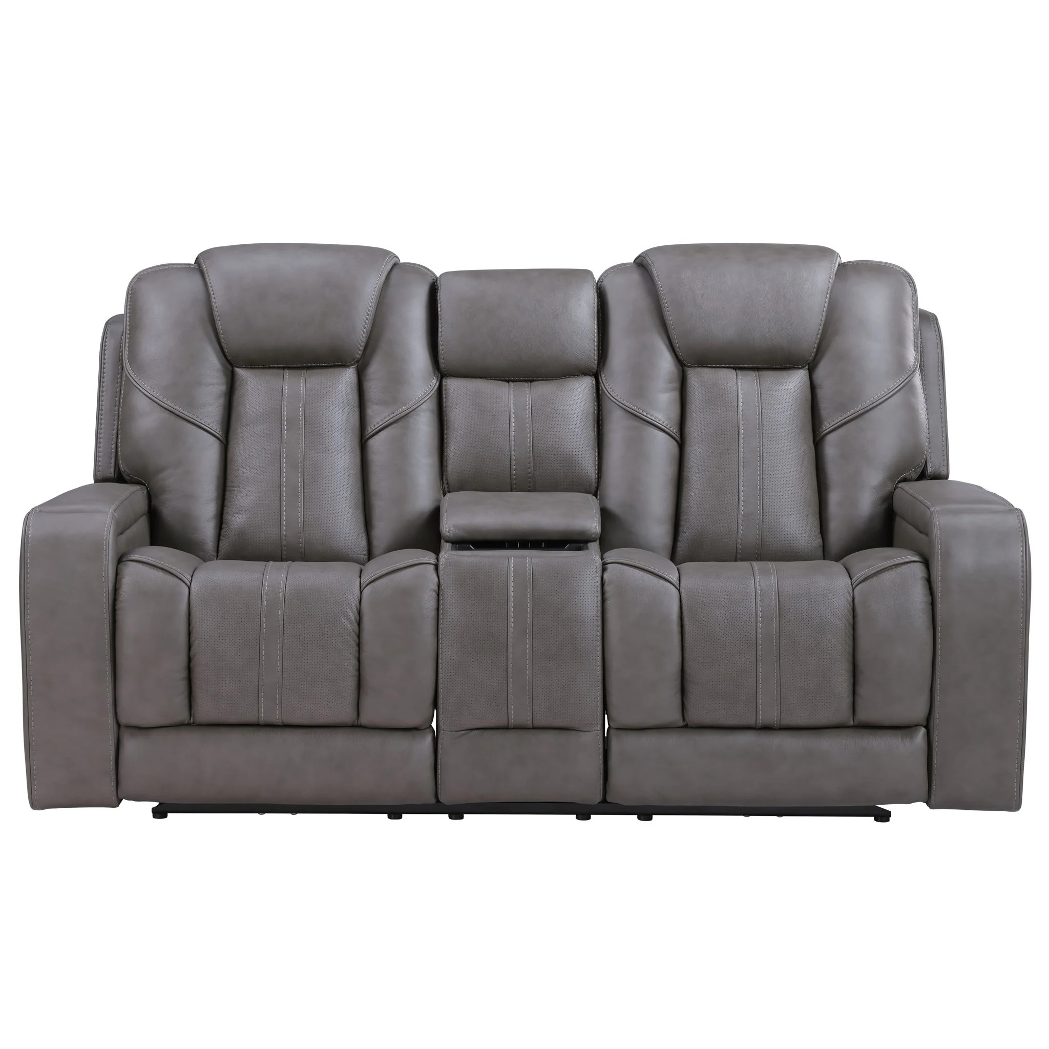 Daniel - 3 Piece Triple-Power Leather Reclining Set - Gray - Image 2