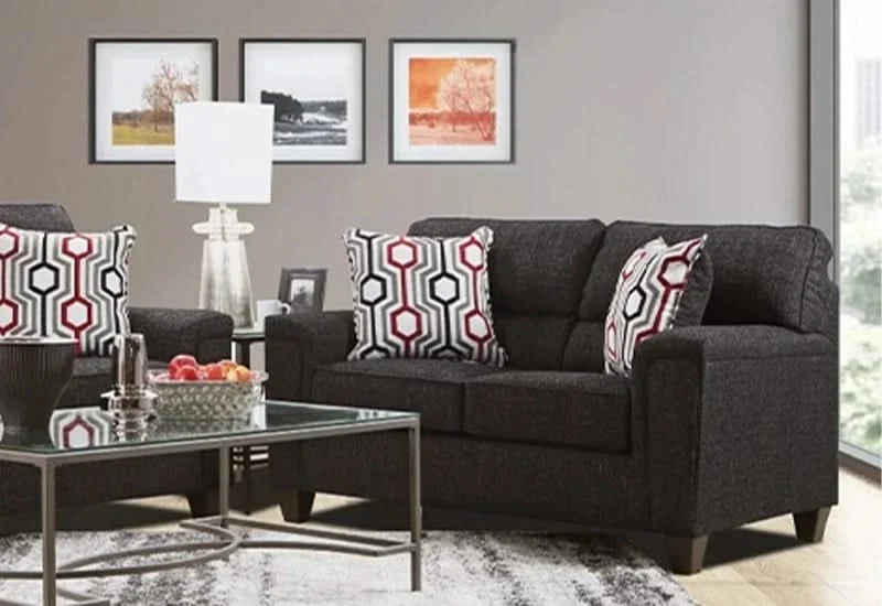 Dante Onyx Charcoal Sofa and Loveseat Living Room Set with Accent Pillows - Image 3