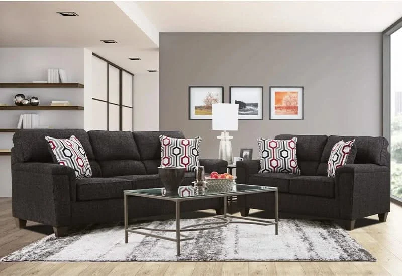 DANTE ONYX Sofa – Contemporary Style with Geometric Pillows - Image 2