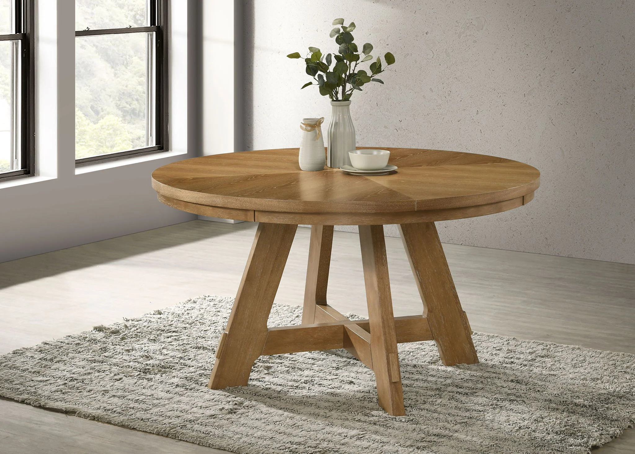 Danvers Round 54-inch Wood Dining Table Brown Oak - Image 2