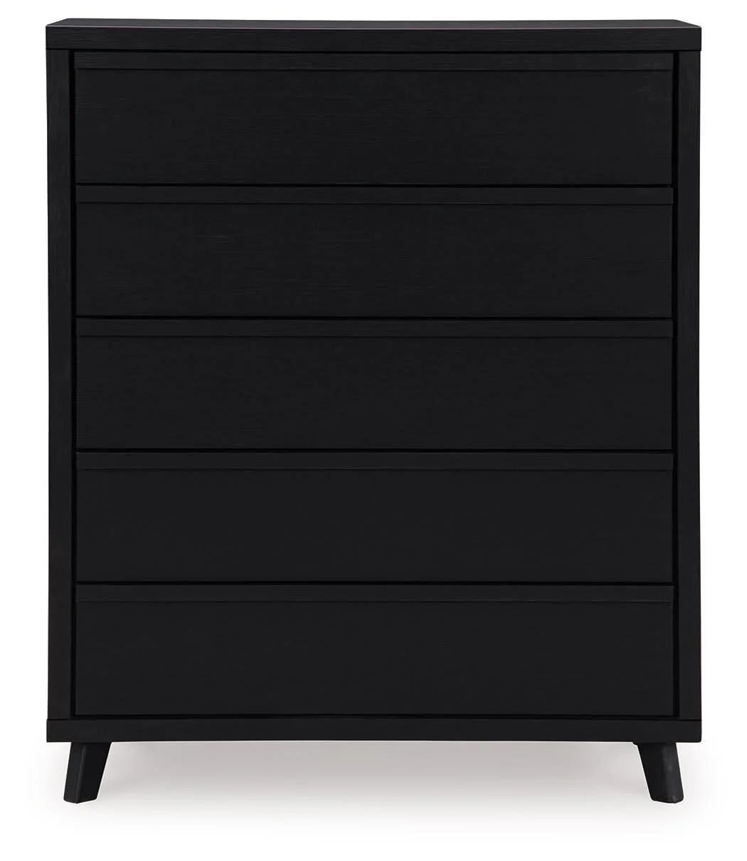 Danziar - Five Drawer Wide Chest - Black - Image 2