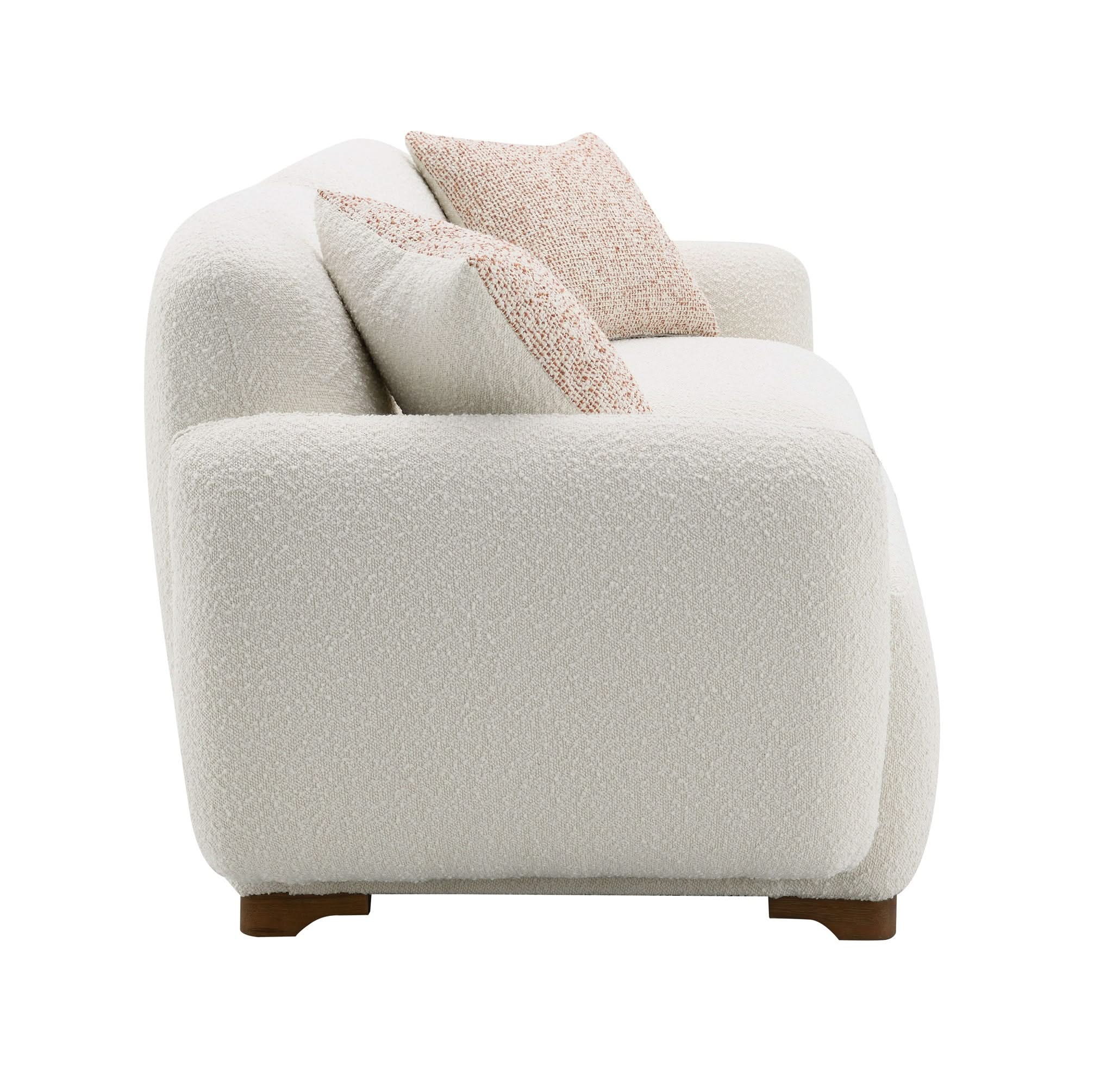 Darius - Boucle Sofa With 2 Toss Pillows - Beige - Image 4