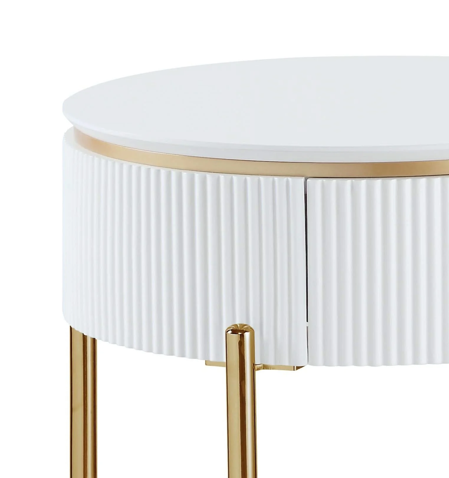 Daveigh - High Gloss End Table - Gold / White - Image 2