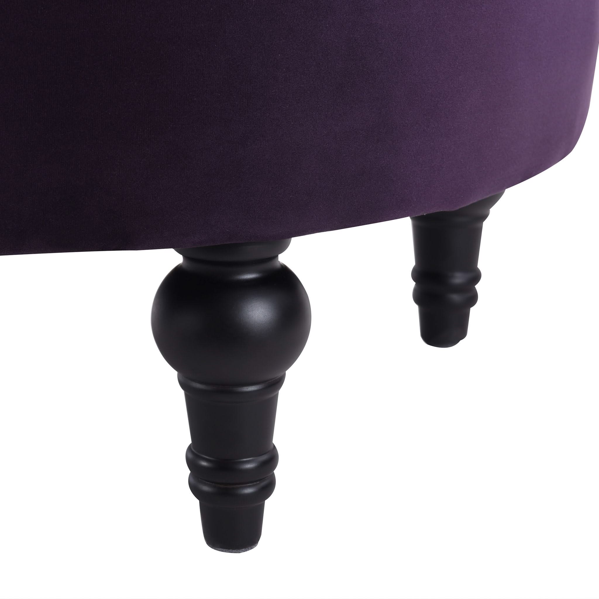 Dawn - Tufted Round Ottoman Nailhead Accents - Purple - Image 3