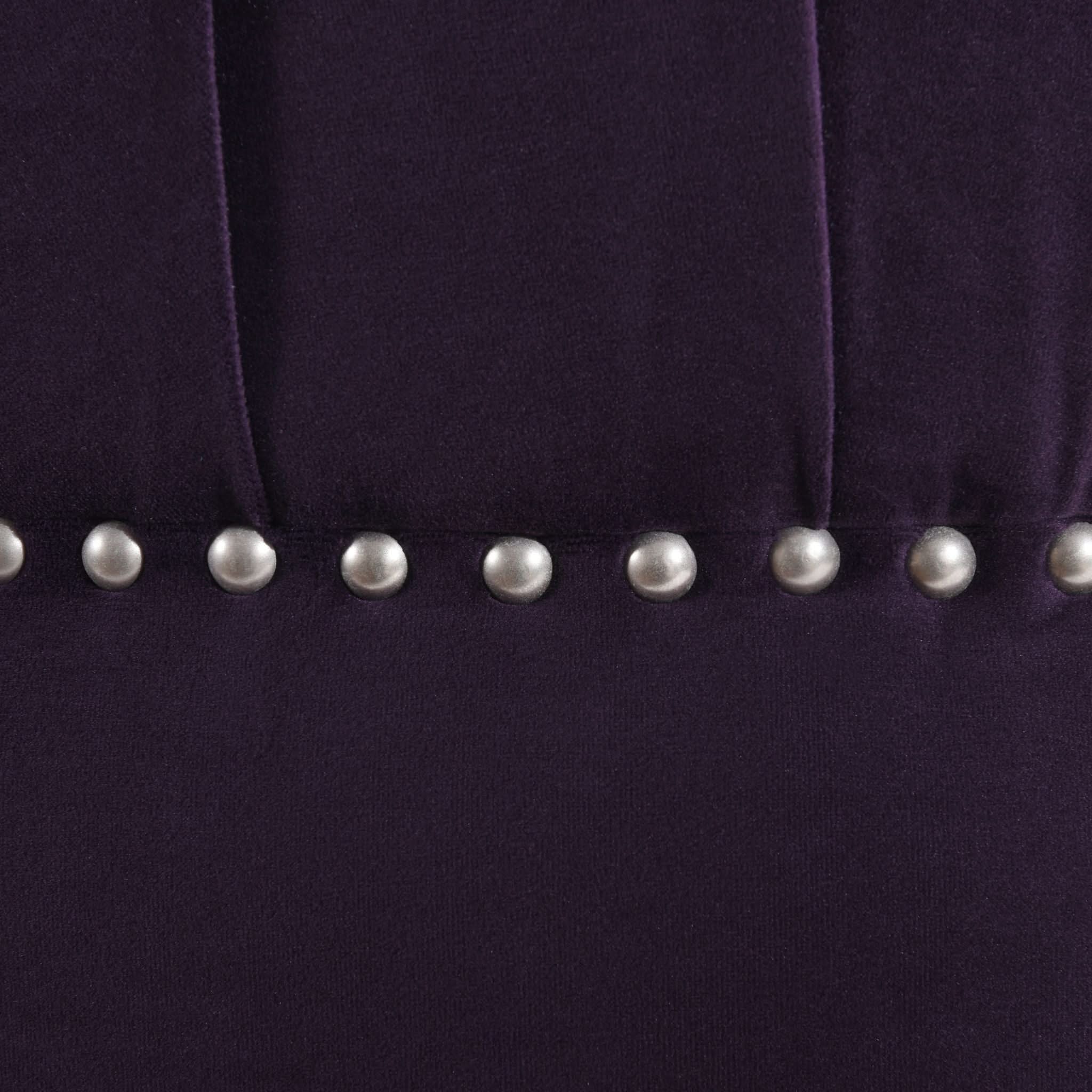 Dawn - Tufted Round Ottoman Nailhead Accents - Purple - Image 4