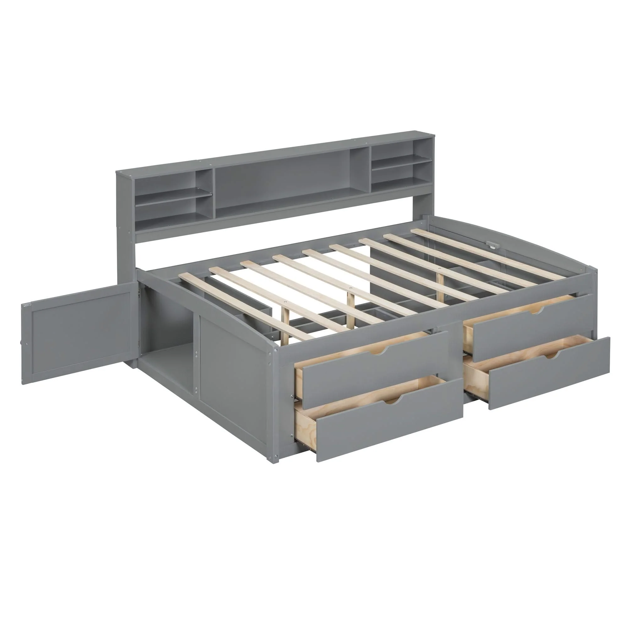 Daybed With 2 Bedside Cabinets, Upper Shelves And 4 Drawers - Image 12
