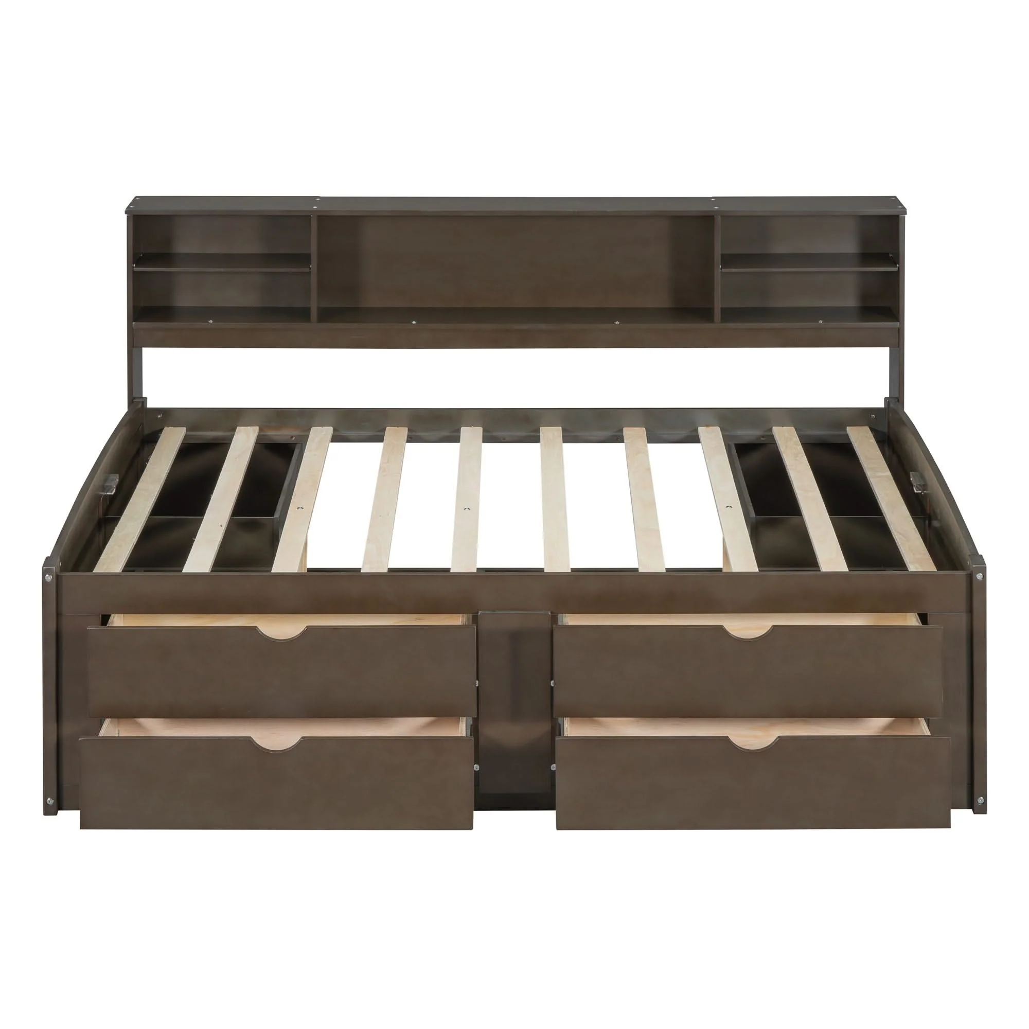 Daybed With 2 Bedside Cabinets, Upper Shelves And 4 Drawers - Image 4