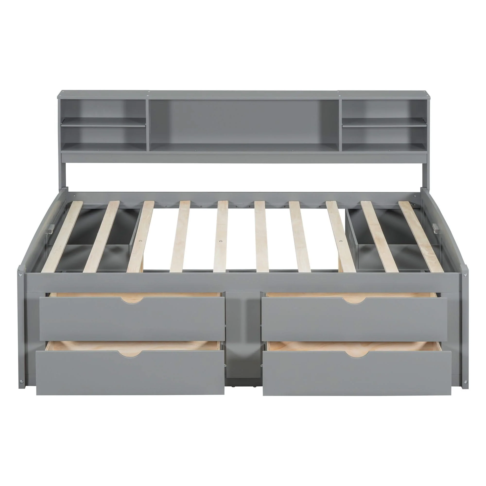 Daybed With 2 Bedside Cabinets, Upper Shelves And 4 Drawers - Image 5