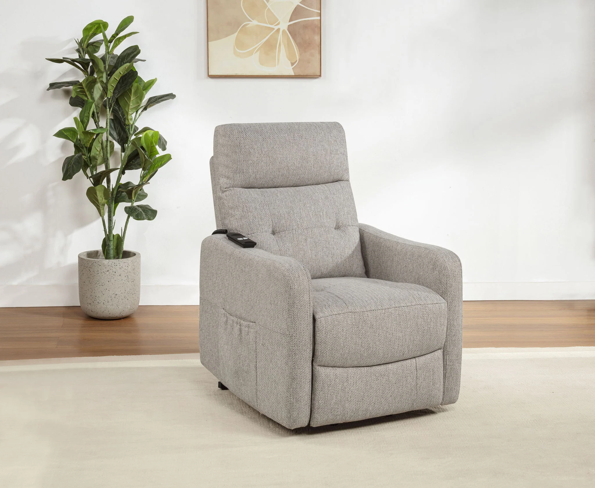 Dayes Upholstered Power Lift Recliner Chair Taupe - Image 2