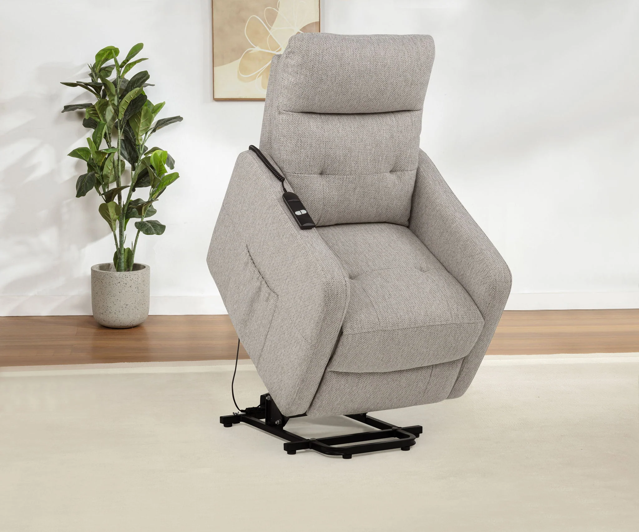 Dayes Upholstered Power Lift Recliner Chair Taupe - Image 3