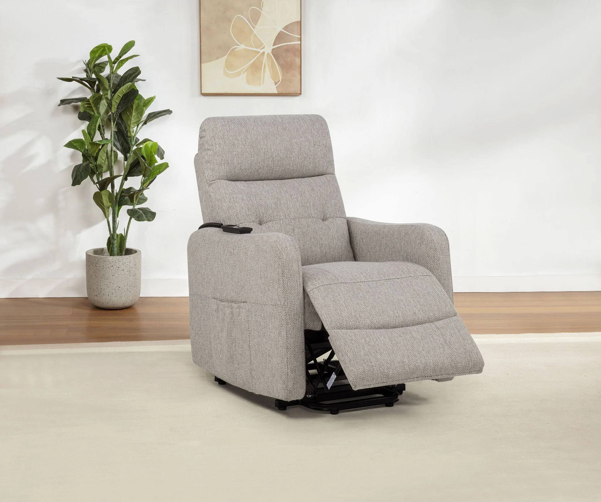 Dayes Upholstered Power Lift Recliner Chair Taupe - Image 4