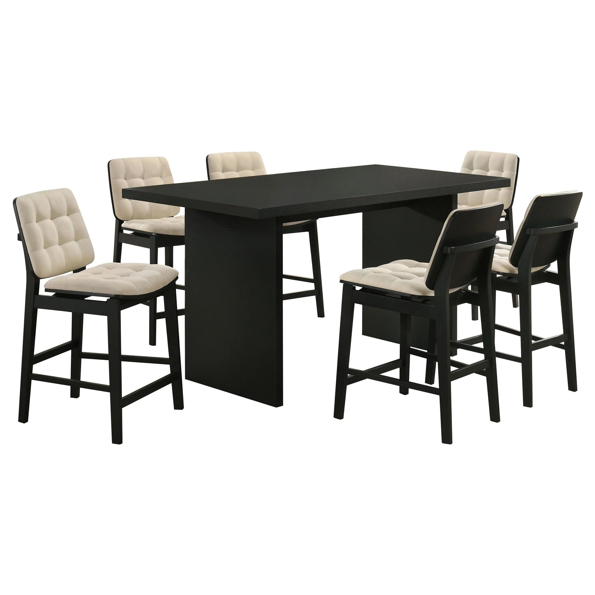 Decker 7-piece 70-inch Rectangular Counter Height Dining Set Cream and Black - Image 2