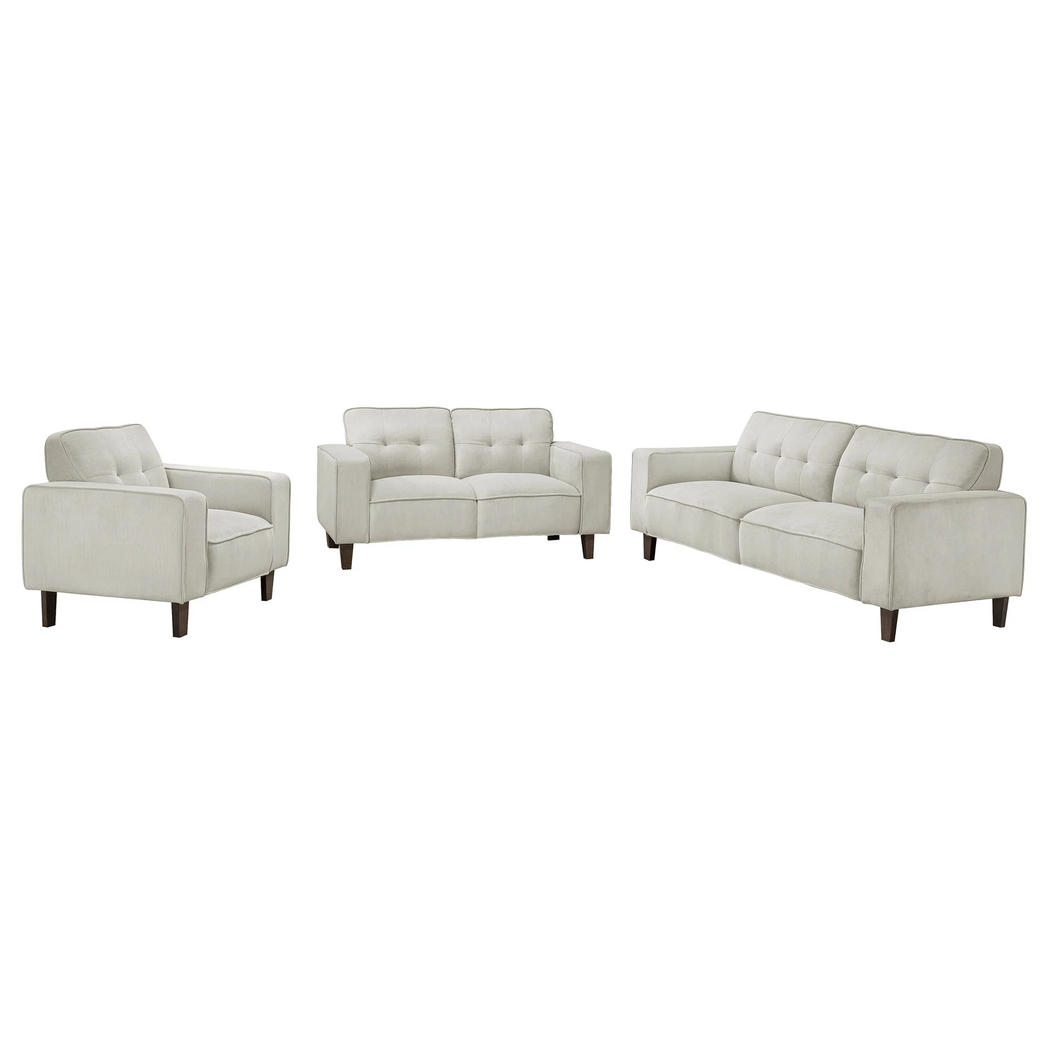 Deerhurst 3-piece Upholstered Track Arm Sofa Set Greige - Image 2