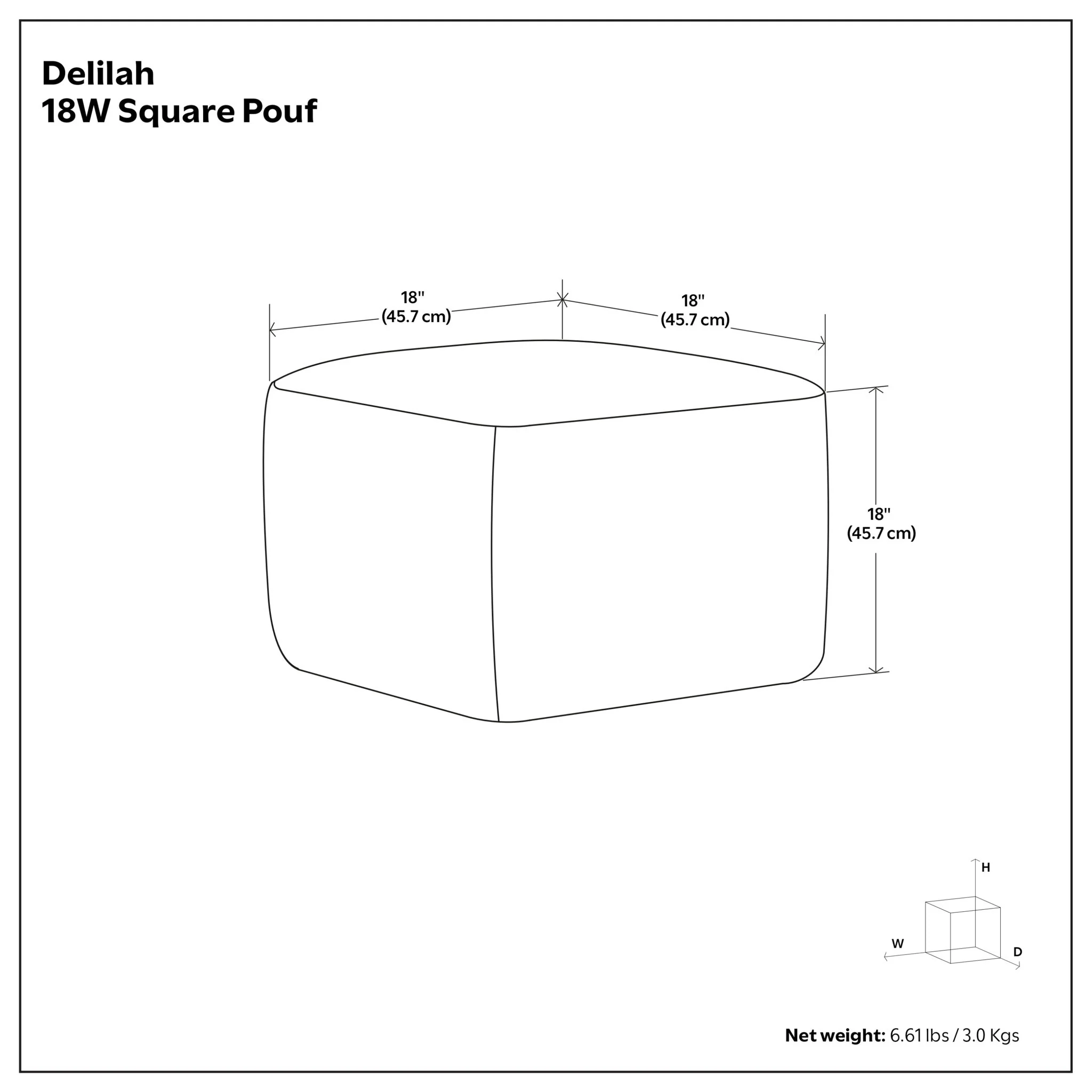 Delilah - Square Woven Pouf - Natural - Image 2