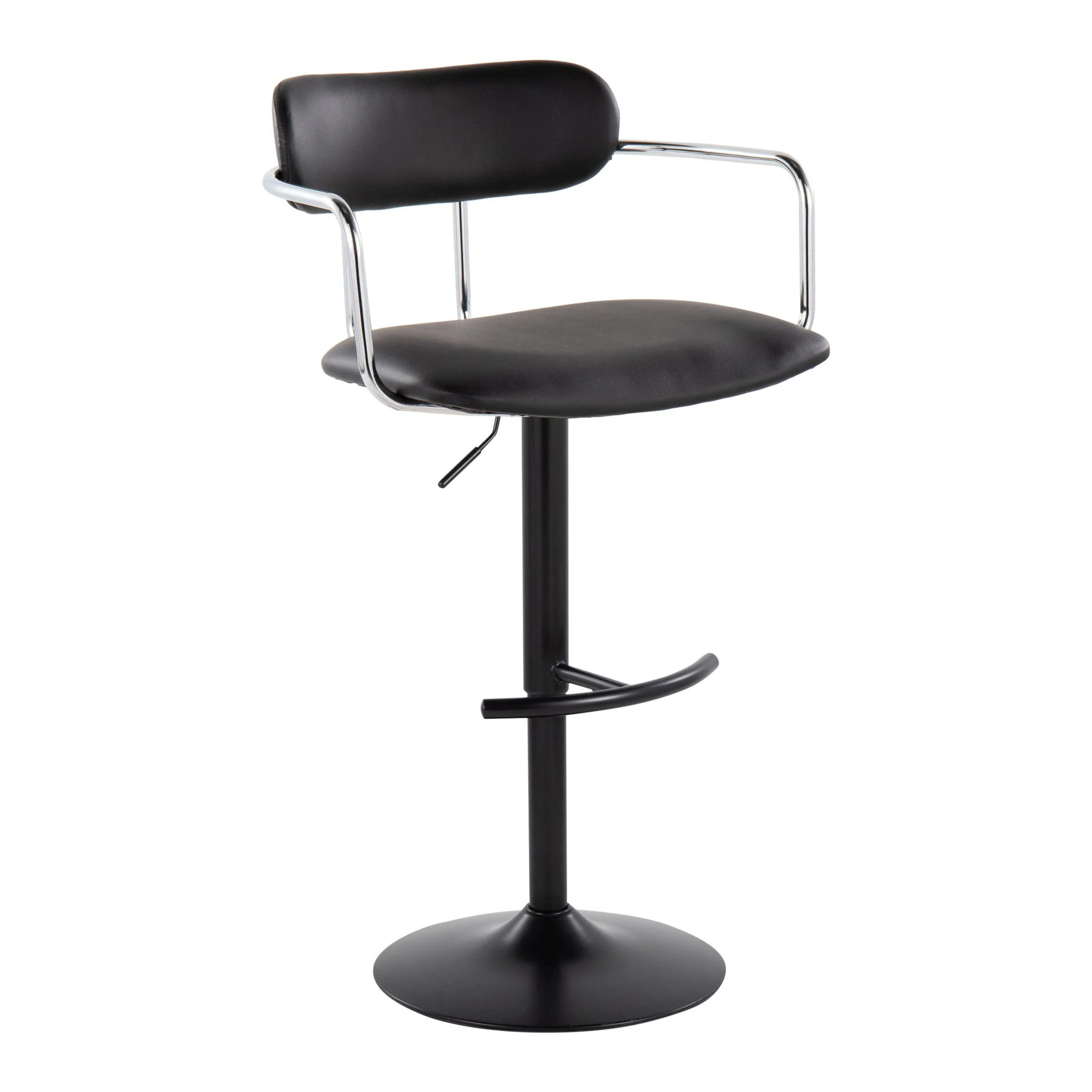 Demi - Contemporary Adjustable Height Barstool With Swivel With Rounded T Footrest (Set of 2) - Image 4
