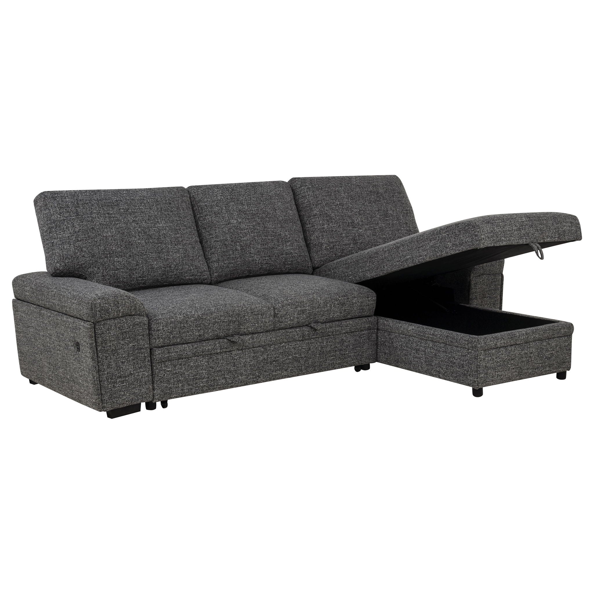 Demko Sleeper Sectional Sofa with Speaker and Storage Chaise Granite - Image 4