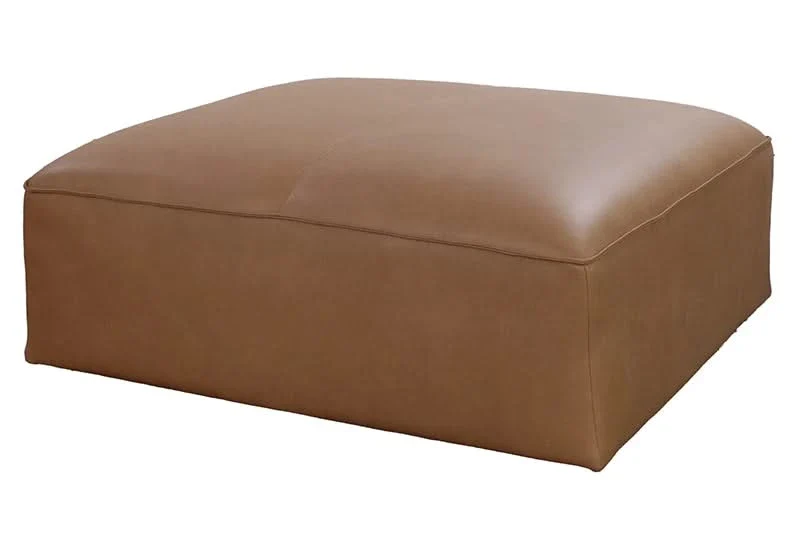 Denali Leather Cocktail Ottoman with Extra Wide Modern Design