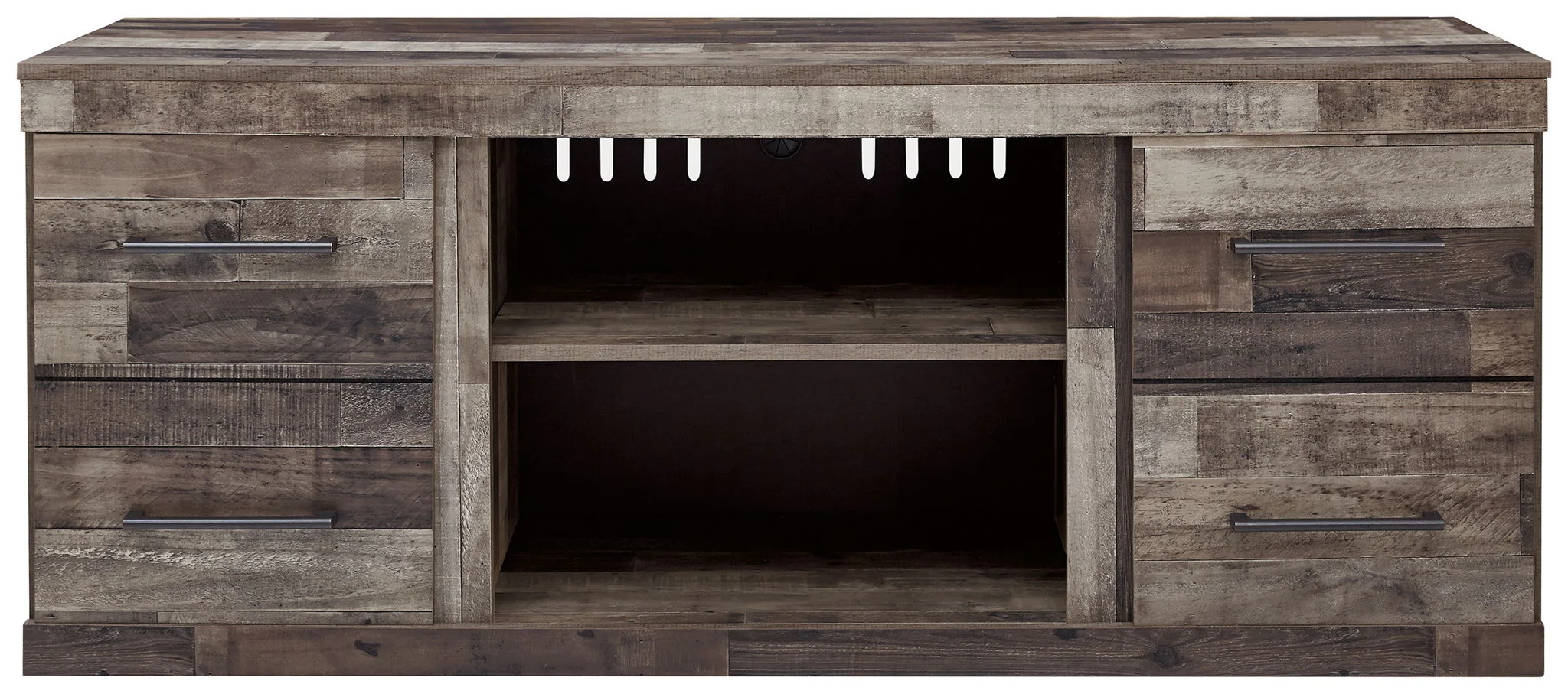 Derekson - LG TV Stand w/Fireplace Option - Multi Gray - Image 2